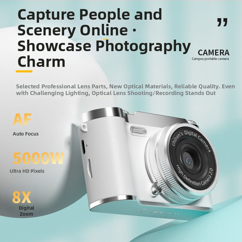 Retro digitálny fotoaparát Z7 s pevným objektívom, CMOS senzor 1/2.3 palca, >20 MP, 8x optický zoom, 2.4" HD LCD