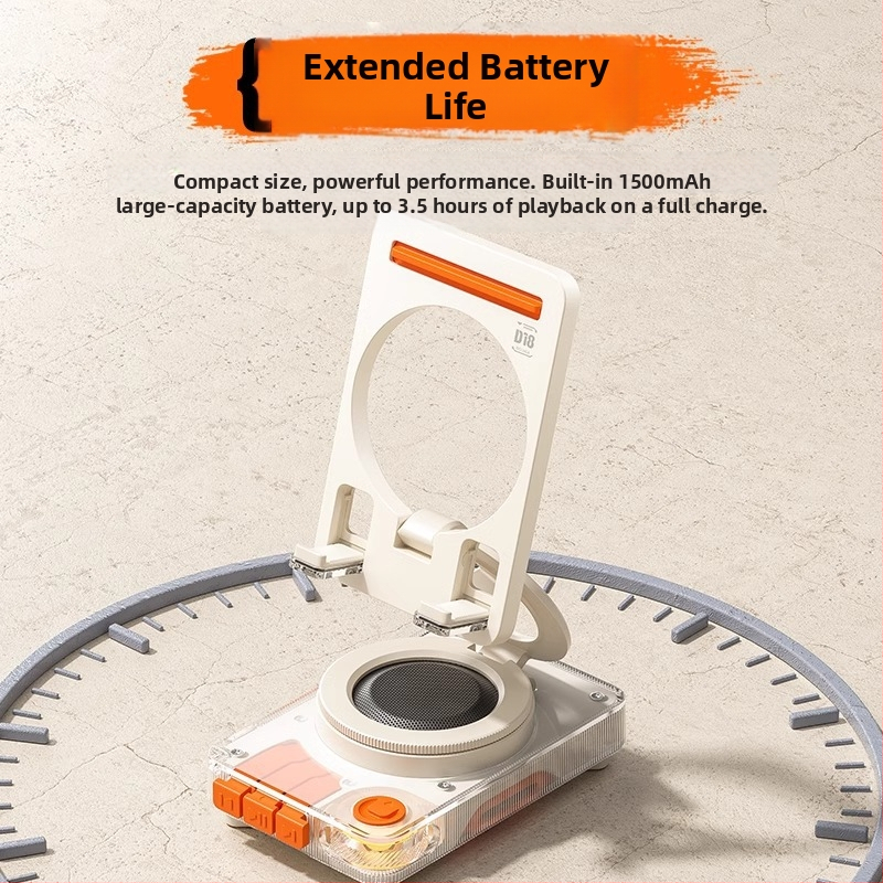 M2 skladací Bluetooth reproduktor s držiakom na telefón, 5W, Bluetooth 5.3, zabudovaná batéria 1200–2000 mAh, frekvenčný rozsah 20 Hz–20 kHz