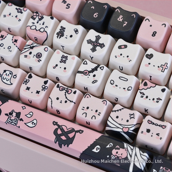 Kryt kláves pre numerickú klávesnicu s dizajnom mačacej hlavy, päťstranná sublimácia, zelená os, Bluetooth kompatibilný