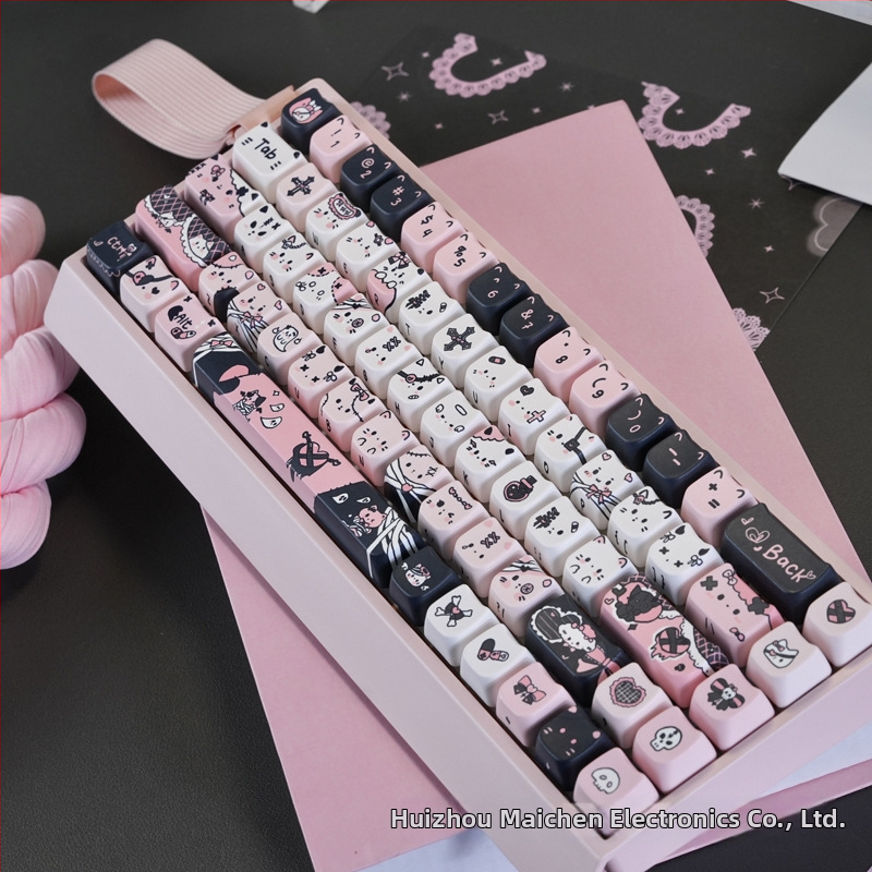 Kryt kláves pre numerickú klávesnicu s dizajnom mačacej hlavy, päťstranná sublimácia, zelená os, Bluetooth kompatibilný