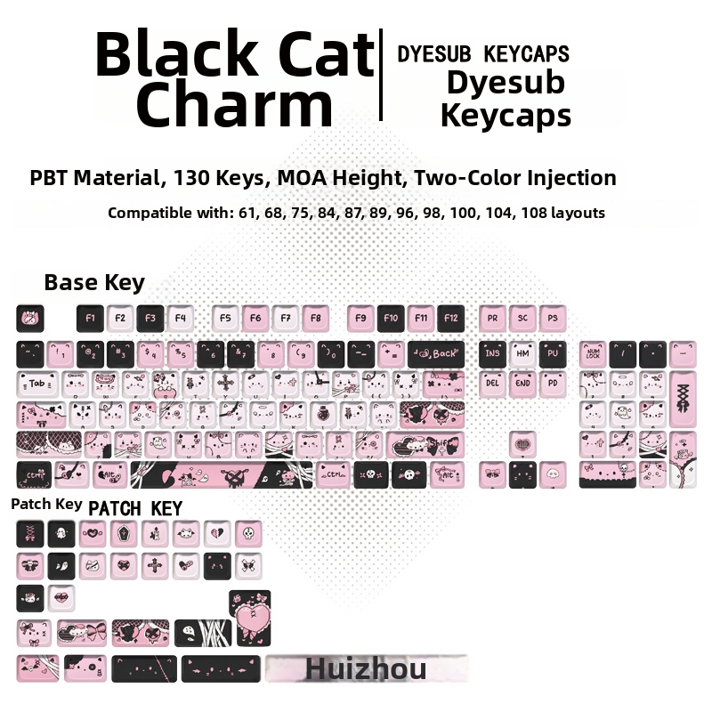 Kryt kláves pre numerickú klávesnicu s dizajnom mačacej hlavy, päťstranná sublimácia, zelená os, Bluetooth kompatibilný