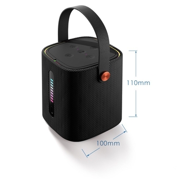 Prijenosni Bluetooth zvučnik s tekstilnim kućištem za stolnu i vanjsku upotrebu, 10W, IPx3, Bluetooth 5.3, ugrađena baterija 1200-2000mAh, raspon frekvencija 100Hz-20kHz