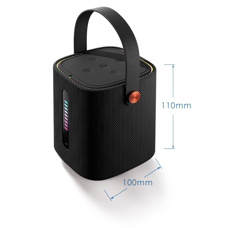 Prijenosni Bluetooth zvučnik s tekstilnim kućištem za stolnu i vanjsku upotrebu, 10W, IPx3, Bluetooth 5.3, ugrađena baterija 1200-2000mAh, raspon frekvencija 100Hz-20kHz