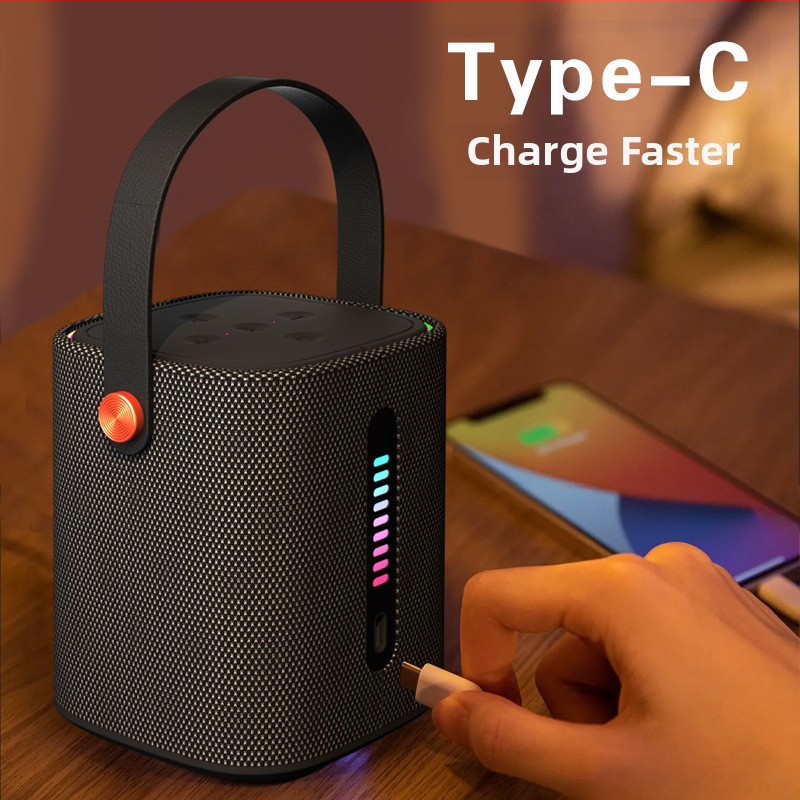 Prenosný Bluetooth reproduktor s textilným krytom na stolné aj vonkajšie použitie, 10W, IPx3, Bluetooth 5.3, vstavaná batéria 1200-2000mAh, frekvenčný rozsah 100Hz-20kHz