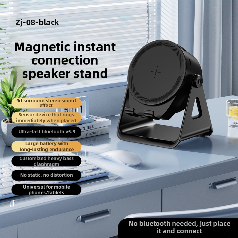 Bluetooth zvučnik sa šarenim LED svjetlima, senzorom osvjetljenja, stolni držač za telefon ili tablet, mali subwoofer, magnetski mini zvučnik