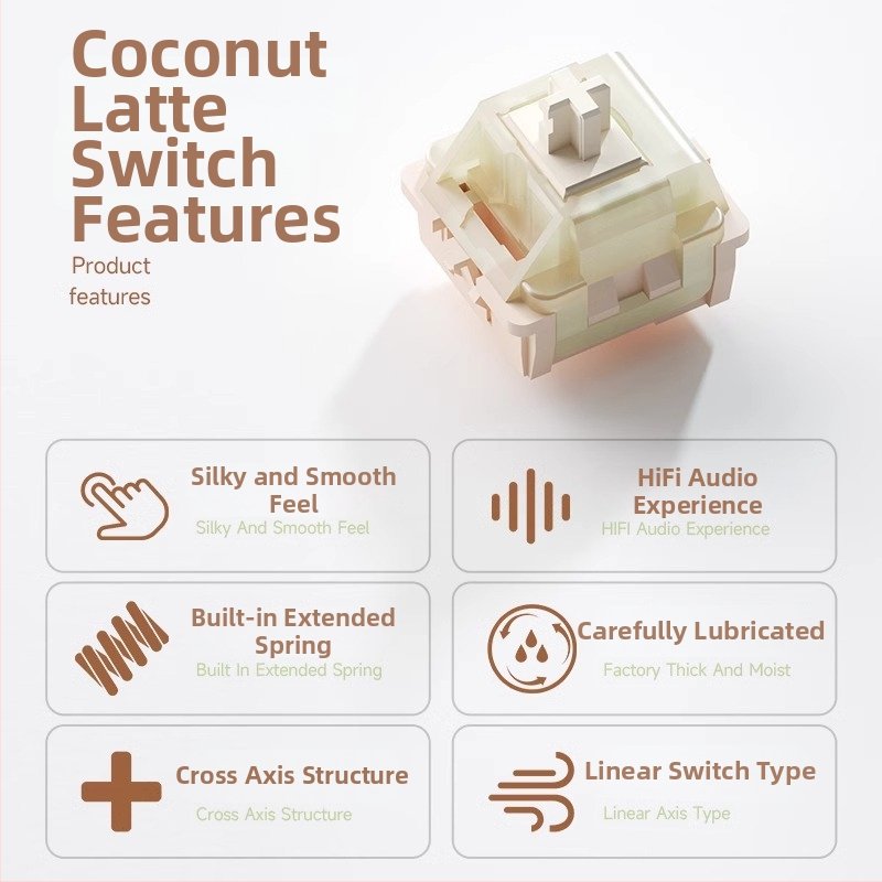 Weikav/vega Raw Coconut Latte päťpínový lineárny mechanický prepínač pre klávesnicu s personalizáciou