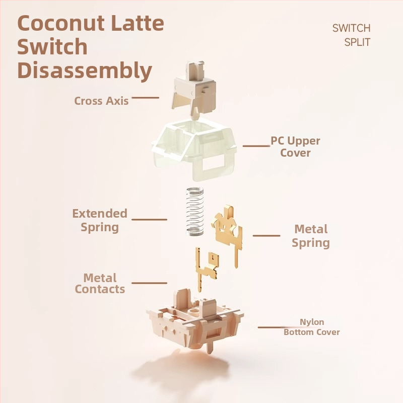 Weikav/vega Raw Coconut Latte päťpínový lineárny mechanický prepínač pre klávesnicu s personalizáciou