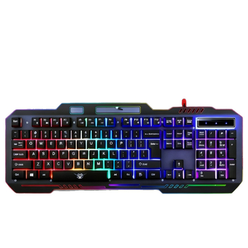 Mechanická klávesnica s kovovým telom, káblové pripojenie, viacfarebné podsvietenie, 98+ kláves, podpora zápästia