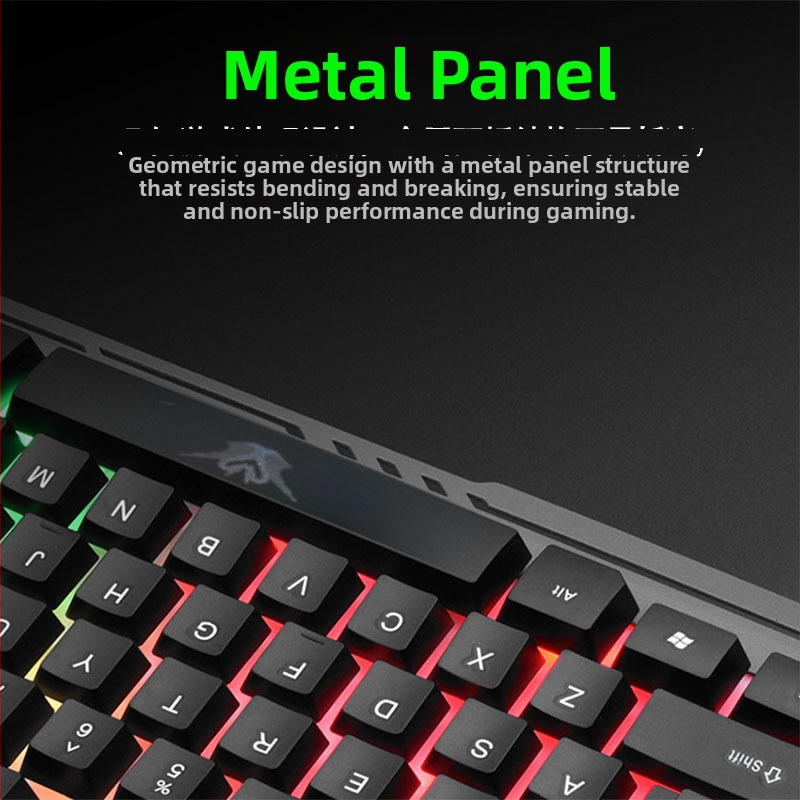 Mechanická klávesnica s kovovým telom, káblové pripojenie, viacfarebné podsvietenie, 98+ kláves, podpora zápästia
