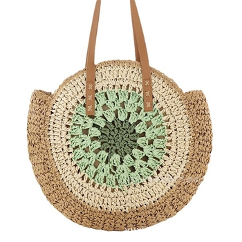 Papírszálas csomózott táska, kötött, kör alakú, cipzár, poliészter-pamut bélés, dupla vállpántok, nyár 2024