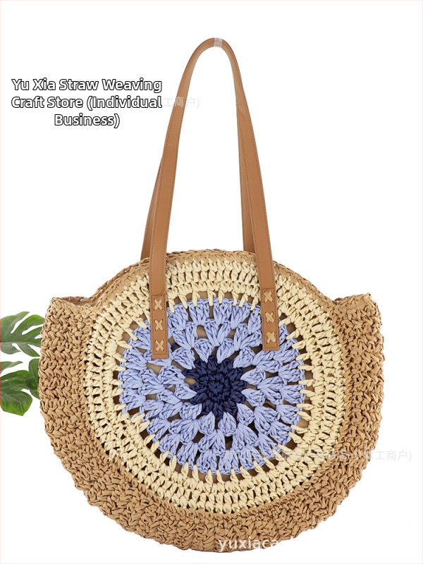 Háčkovaná taška z papierovej šnúry, okrúhleho tvaru, zips, podšívka z polyesteru a bavlny, dvojitý ramenný popruh, leto 2024