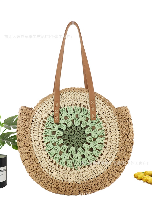 Háčkovaná taška z papierovej šnúry, okrúhleho tvaru, zips, podšívka z polyesteru a bavlny, dvojitý ramenný popruh, leto 2024