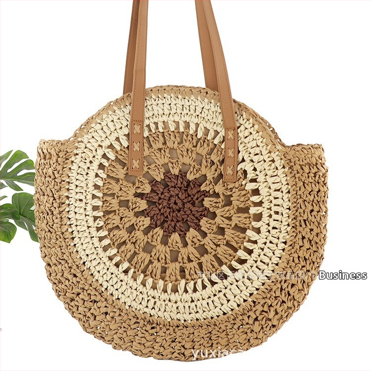 Háčkovaná taška z papierovej šnúry, okrúhleho tvaru, zips, podšívka z polyesteru a bavlny, dvojitý ramenný popruh, leto 2024