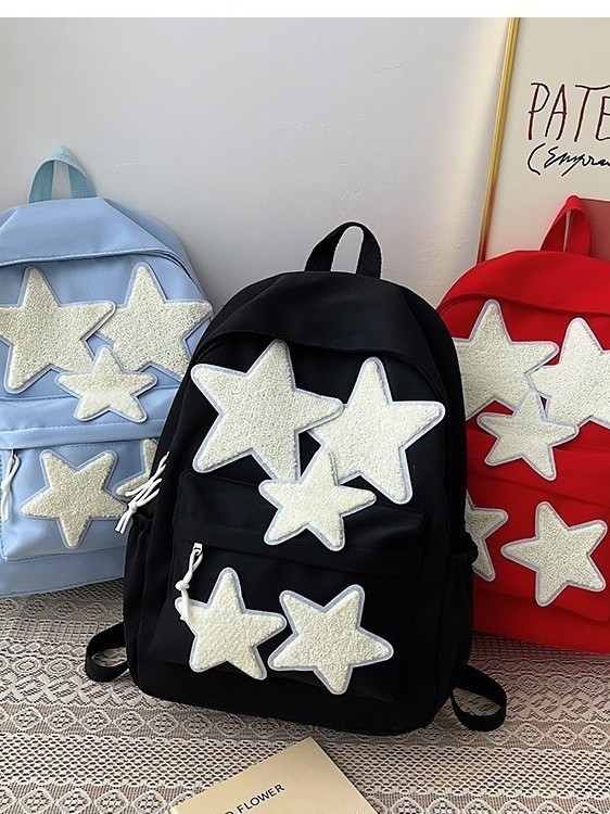 Batoh so vzorom hviezd, z nylonu, kompatibilný s 14-palcovým notebookom, vodotesný a odolný voči opotrebeniu