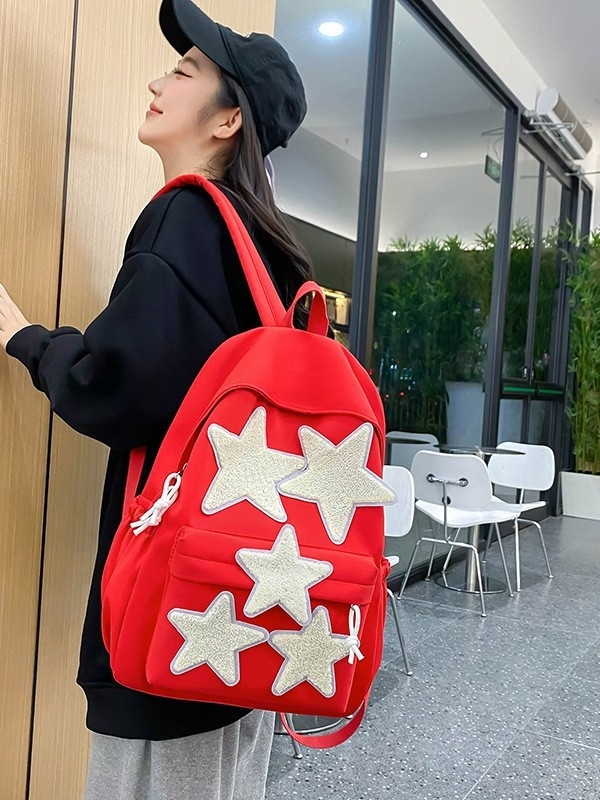 Batoh so vzorom hviezd, z nylonu, kompatibilný s 14-palcovým notebookom, vodotesný a odolný voči opotrebeniu