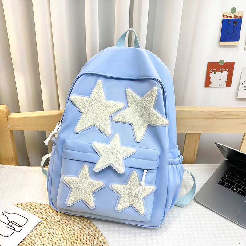 Batoh so vzorom hviezd, z nylonu, kompatibilný s 14-palcovým notebookom, vodotesný a odolný voči opotrebeniu