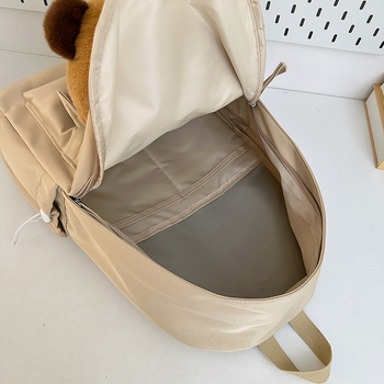 Lányoknak készített plüss hátizsák iskolához, nylon anyag, 20–35 L kapacitás, vízlepergető külső, poliészter bélés, ívelt vállpántok