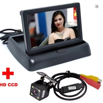 4,3 hüvelykes hajtogatható autómonitor kamera készlettel — Hanfujie, Univerzális modell, Képernyő típus: Univerzális, Képernyőfelbontás: 480x272