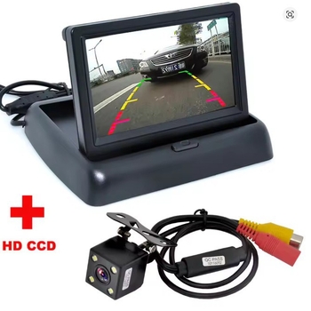 4,3 hüvelykes hajtogatható autómonitor kamera készlettel — Hanfujie, Univerzális modell, Képernyő típus: Univerzális, Képernyőfelbontás: 480x272