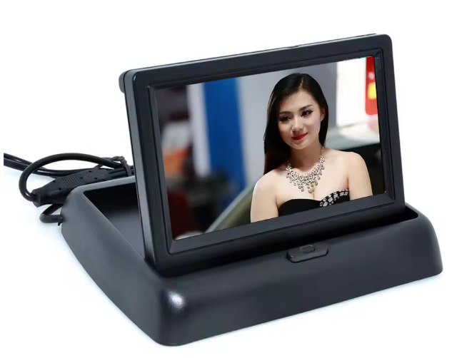 4,3 hüvelykes hajtogatható autómonitor kamera készlettel — Hanfujie, Univerzális modell, Képernyő típus: Univerzális, Képernyőfelbontás: 480x272