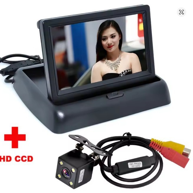 4,3 hüvelykes hajtogatható autómonitor kamera készlettel — Hanfujie, Univerzális modell, Képernyő típus: Univerzális, Képernyőfelbontás: 480x272