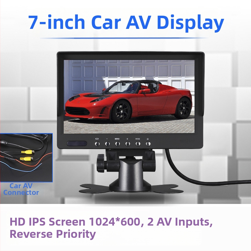 Auto LCD-ekraan, 7-tolline, 1024x600 eraldusvõime, sisendid CVBS/720P/1080P, mudel 728AHD