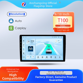 Automašīnas navigācijas sistēma ar bezvadu CarPlay un GPS navigāciju, 12V barošana, jauda 4x45W, QLED displejs