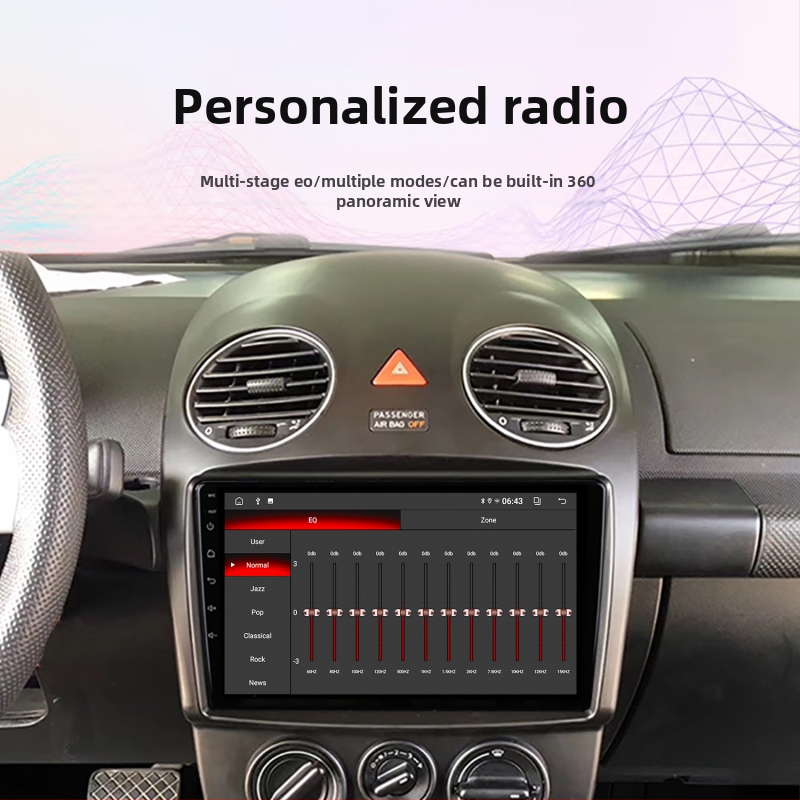 Automašīnas navigācijas sistēma ar bezvadu CarPlay un GPS navigāciju, 12V barošana, jauda 4x45W, QLED displejs