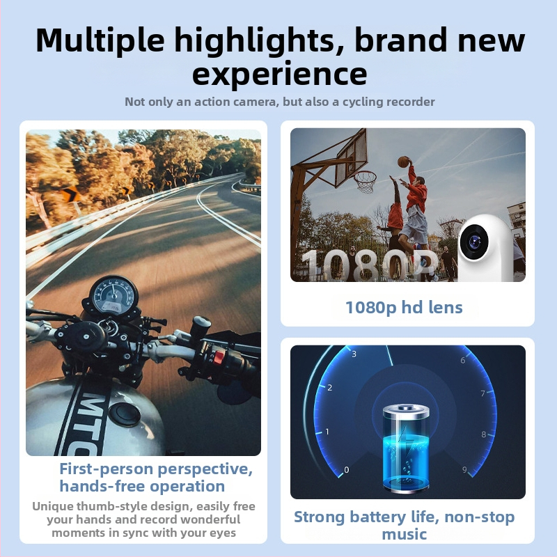 WiFi mini piršto kamera, 2MP, ABS korpusas, modelis A100+, judėjimo įrašo įrenginys motociklams ir naminiams gyvūnėliams