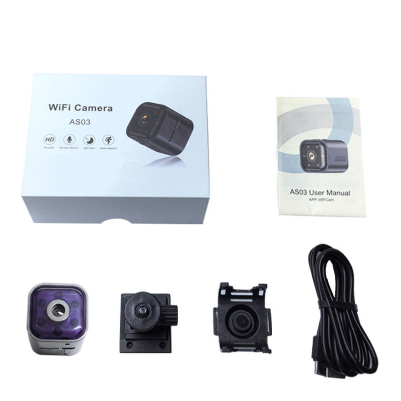 AS03 Cameră wireless pentru monitorizarea bebelușilor și a animalelor de companie – 1080p HD, Standby automat, Baterie 300 min, Stocare TF Card, Înregistrare video și fotografii