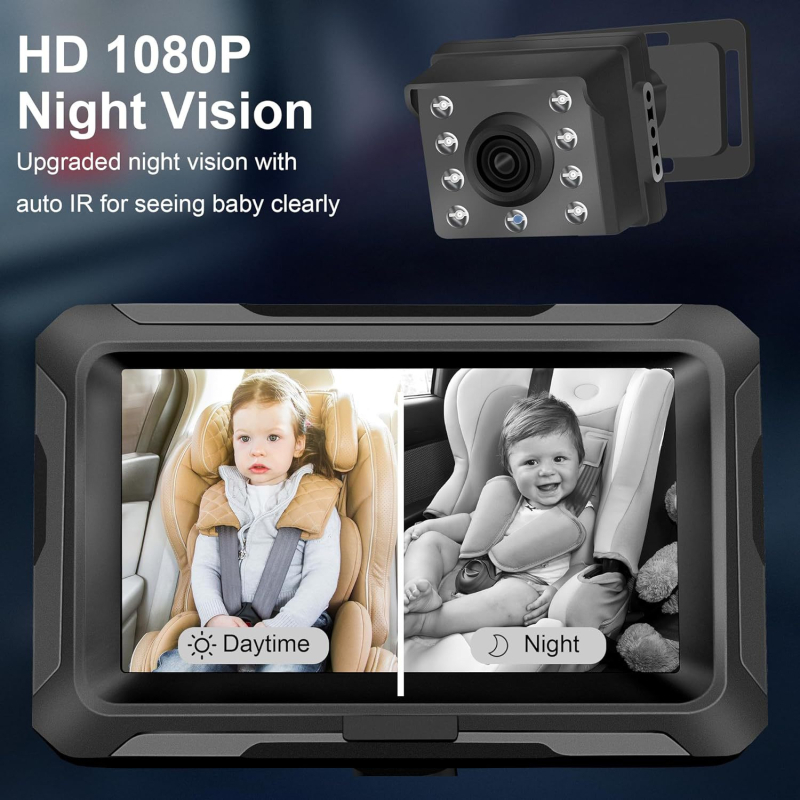 Auto monitor za bebe CLT-503, IPS zaslon, 1080p, CVBS ulaz, PAL format