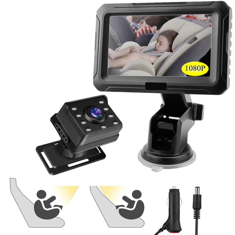 Auto monitor za bebe CLT-503, IPS zaslon, 1080p, CVBS ulaz, PAL format