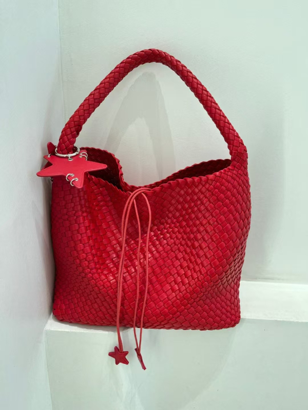 THE Szalma Tote Táska — Kézzel készített, Szőtt, Nagy kapacitású, PU bélés, Laminált cipzáras zseb, Vízszintes Négyzetes Forma, Egy vállpánt