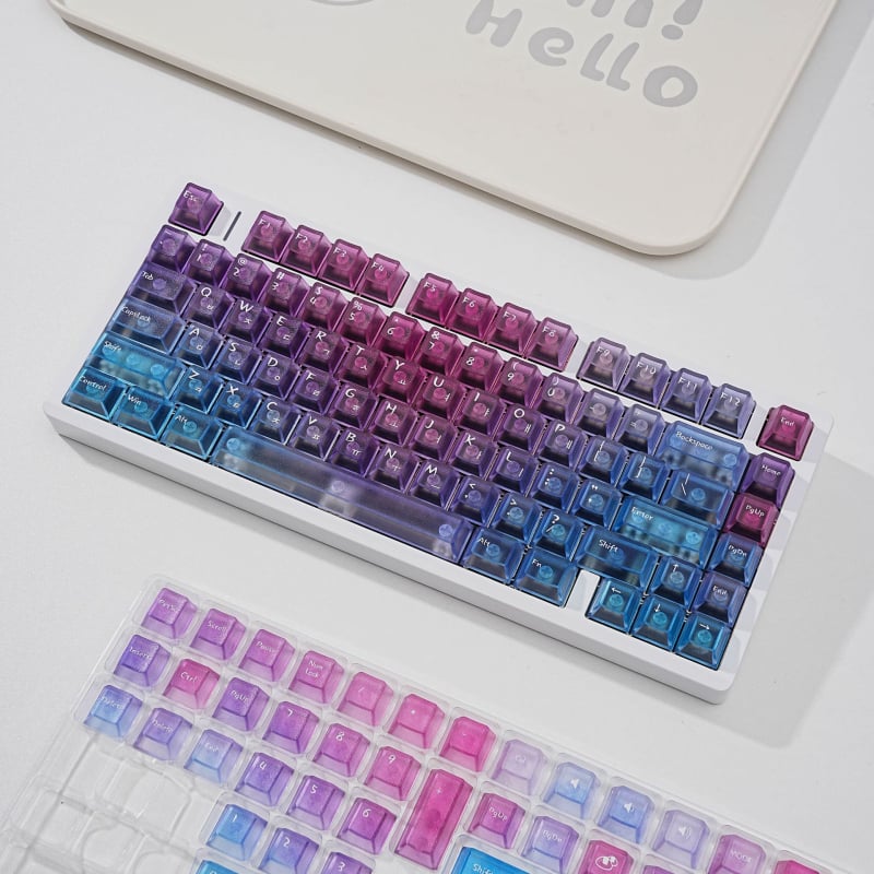 PBT prozirni set keycapsa za mehaničku tipkovnicu, 98+ tipki, žično povezano, vodootporno