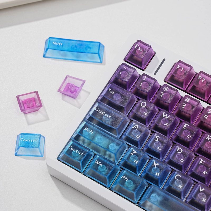 PBT prozirni set keycapsa za mehaničku tipkovnicu, 98+ tipki, žično povezano, vodootporno