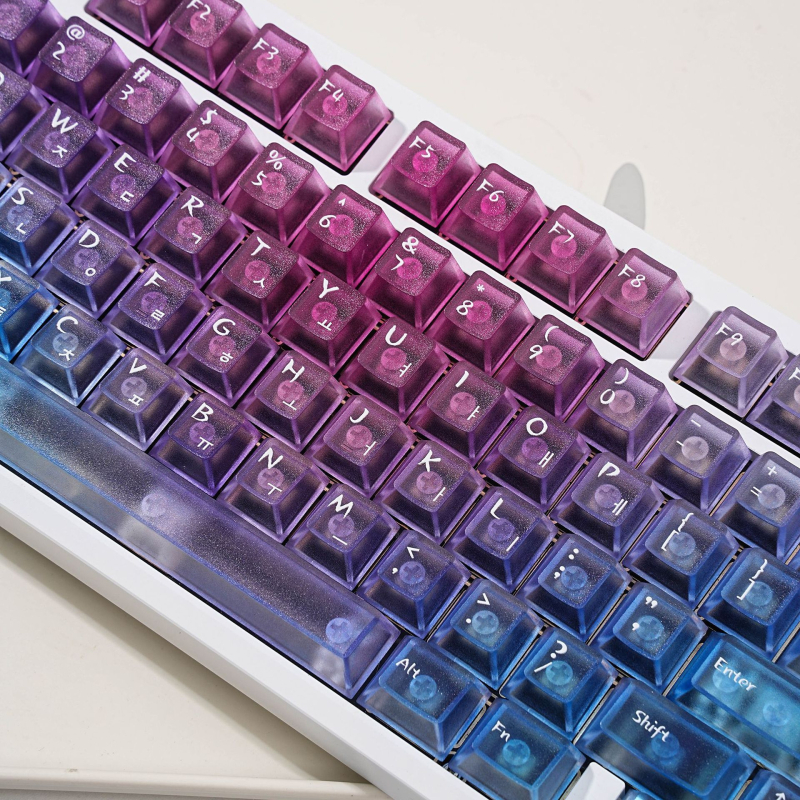 PBT prozirni set keycapsa za mehaničku tipkovnicu, 98+ tipki, žično povezano, vodootporno