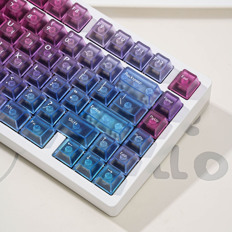 PBT prozirni set keycapsa za mehaničku tipkovnicu, 98+ tipki, žično povezano, vodootporno