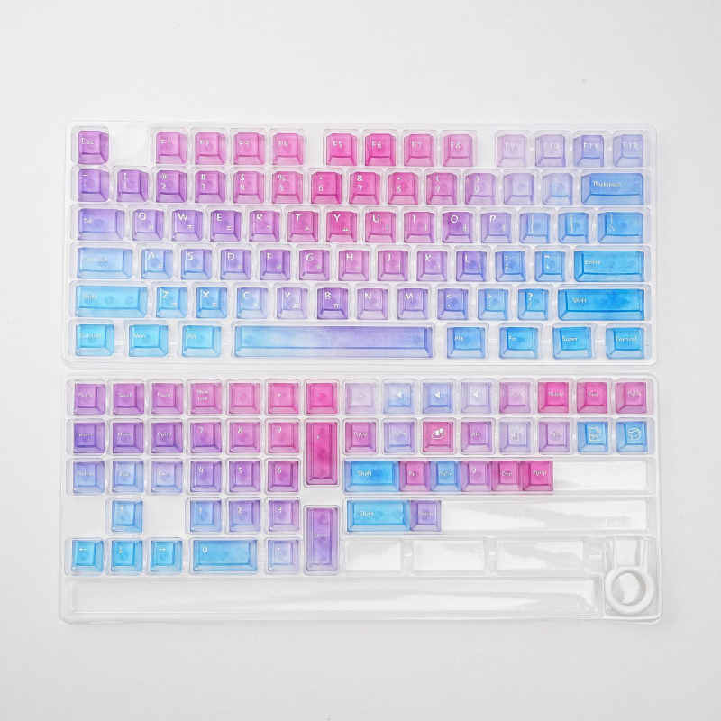 PBT prozirni set keycapsa za mehaničku tipkovnicu, 98+ tipki, žično povezano, vodootporno
