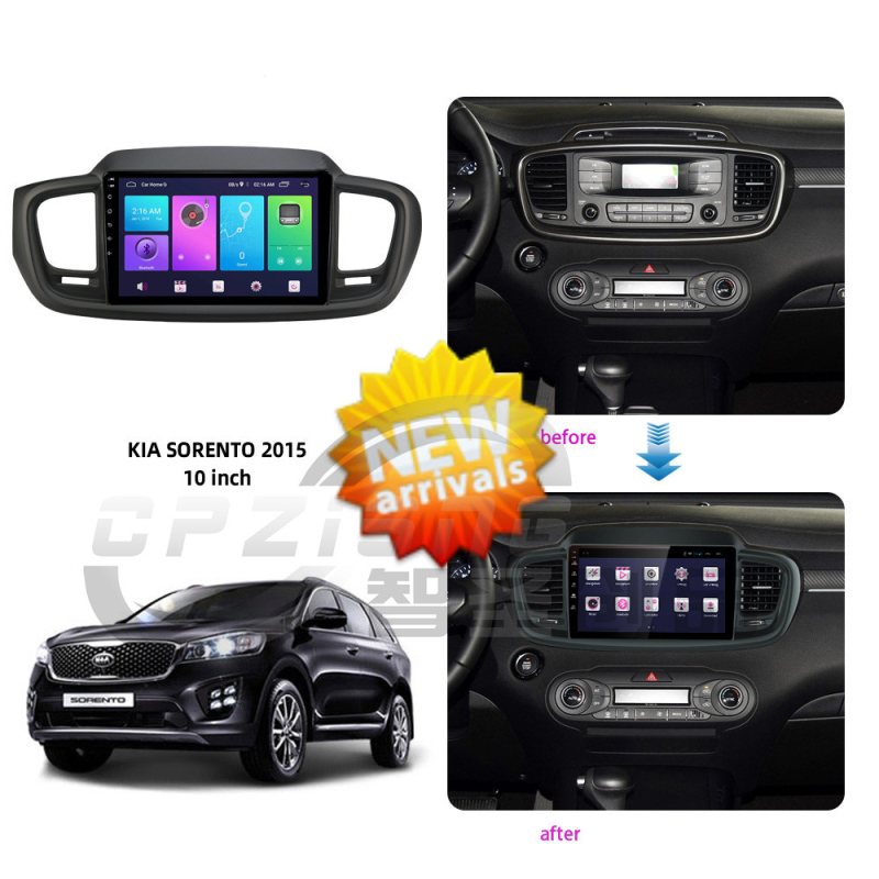 10,1-inčni okvir za središnji zaslon Kia Sorento 2015, plastični okvir, komplet panel + kabel, prilagodljiv