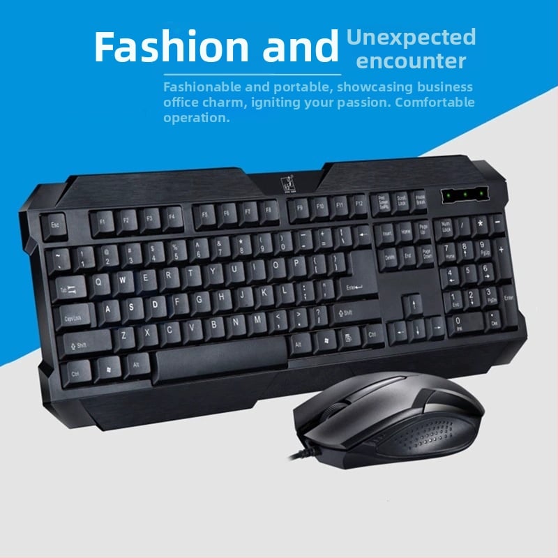 Q19 USB laidinis klaviatūros ir pele rinkinys, optinis 1200 DPI, 1.3 m kabelis