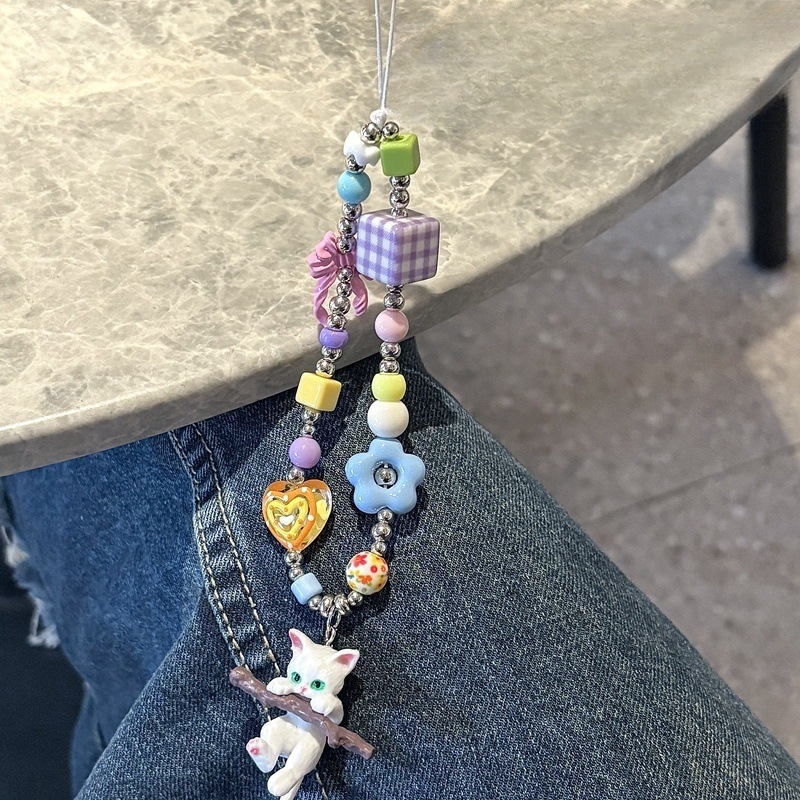 Yikuhui lanier de telefon din nailon cu cataramă metalică – stil cuplu, design pisică desen animat