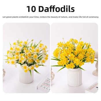 Narcis artificiálny kvetinový kytica, plastový materiál s mäkkým lepidlom, vstrekové formovanie, určené na vonkajšie použitie, rekvizita na fotenie a domová výzdoba