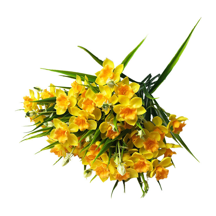 Narcis artificiálny kvetinový kytica, plastový materiál s mäkkým lepidlom, vstrekové formovanie, určené na vonkajšie použitie, rekvizita na fotenie a domová výzdoba