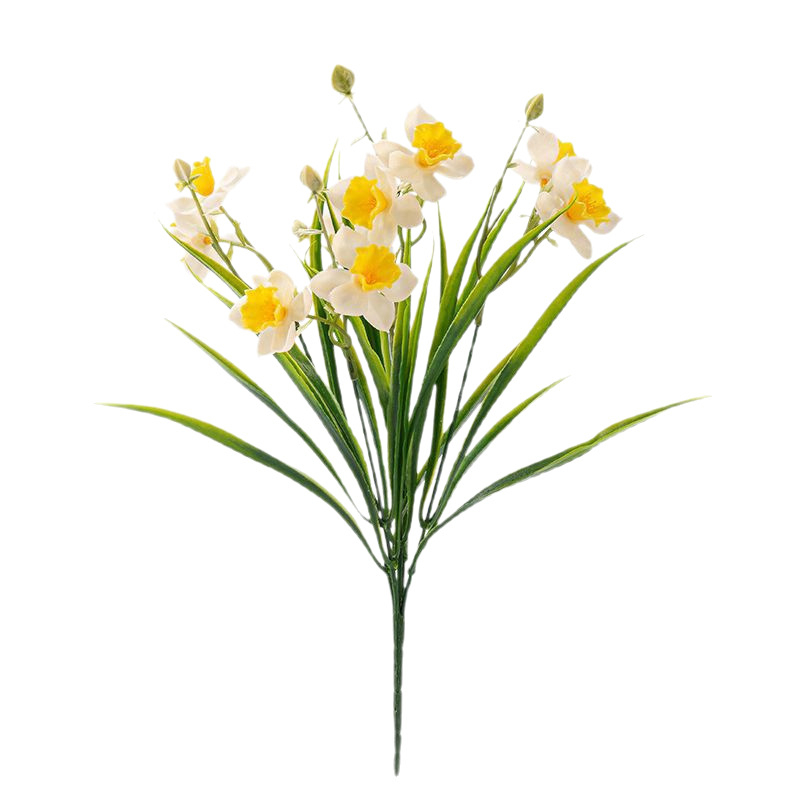 Narcis artificiálny kvetinový kytica, plastový materiál s mäkkým lepidlom, vstrekové formovanie, určené na vonkajšie použitie, rekvizita na fotenie a domová výzdoba