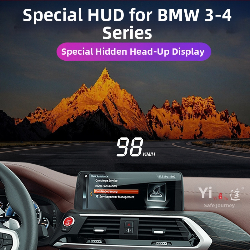 Yitu LCD obrazovka do auta – Skrytý HUD pre BMW 3-4 rady, zobrazenie rýchlosti