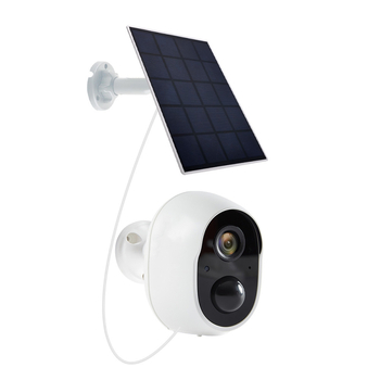 Cameră de supraveghere wireless solar exterior, obiectiv 3.6mm, rezoluție 2304x1290, vedere de noapte cu infraroșu până la 8 m, alimentare DC5V, funcție de alarmă