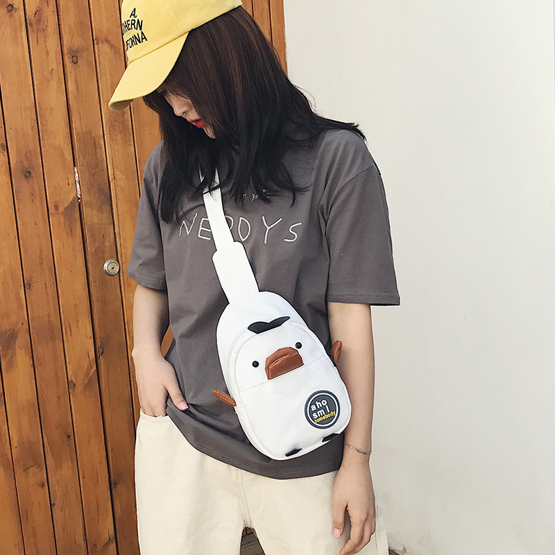 Geantă crossbody din canvas cu motif drăguț de rață galbenă, buzunar pentru telefon, căptușeală poliester, închidere cu fermoar, textură moale