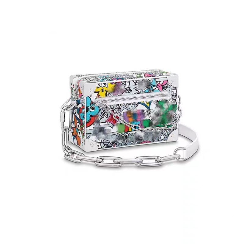 Geantă crossbody pentru bărbați cu model monogram, material PVC, impermeabilă, căptușeală din pânză, toamnă 2025