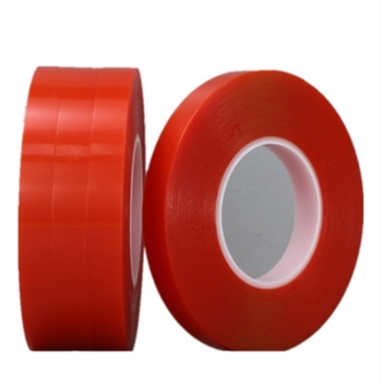 PET kétoldalas szalag akril ragasztóval, vastagság 0,205 mm, hossz 50 m, hőmérséklet-tartomány -40…120 °C.