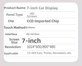 Automobilový LCD displej 7003, LED obrazovka, rozlíšenie 800x480/1024x600, kompatibilita s N/P systémami, analógový vstup